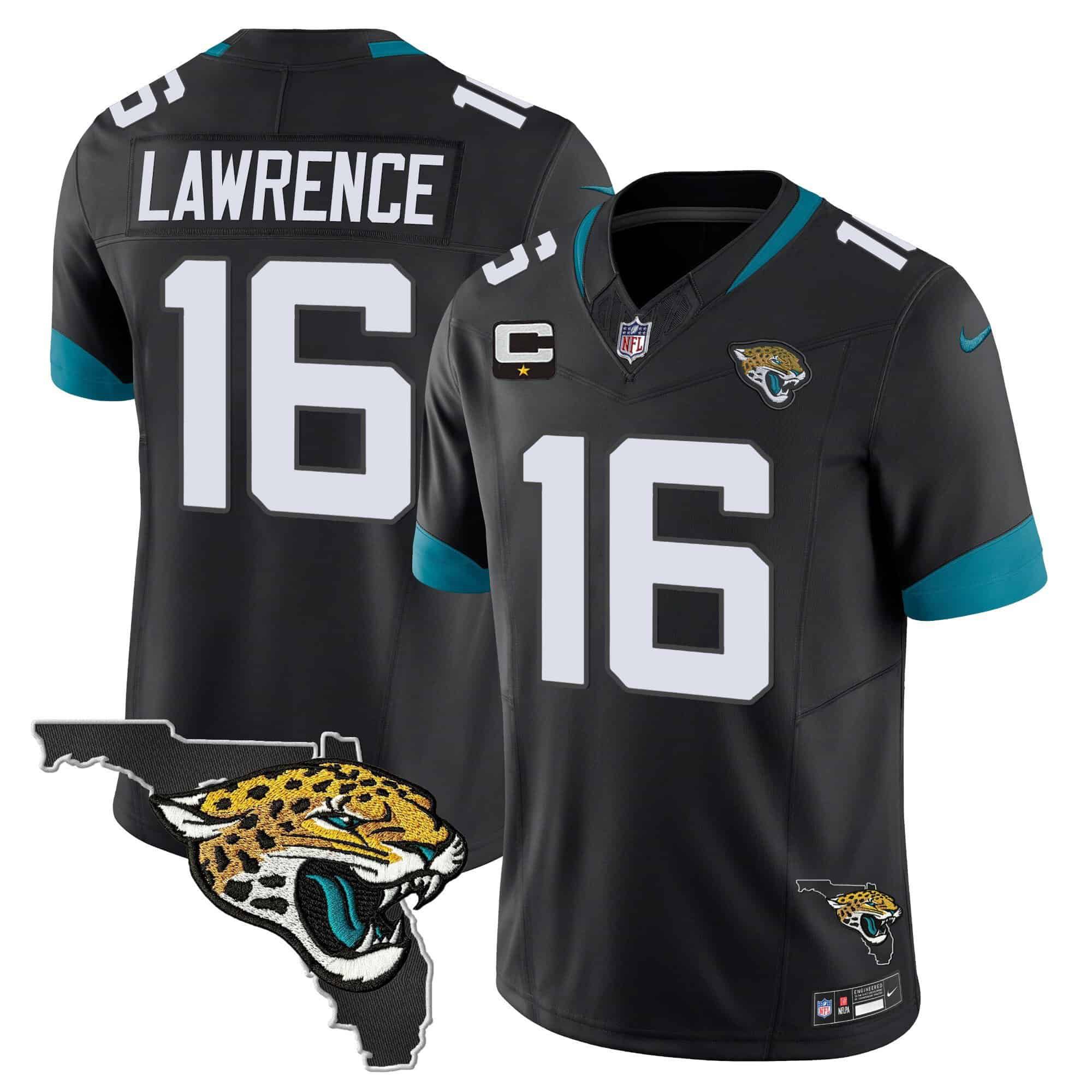 Men Jacksonville Jaguars 16 Lawrence Black 2024 Nike Florida Patch Vapor NFL Jersey style 1